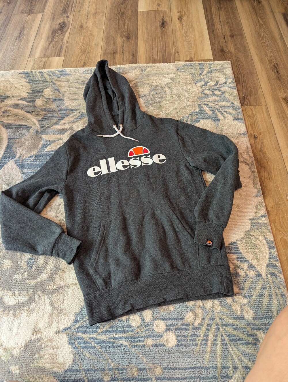 Ellesse Charcoal Pullover Hoodie with White & Orange Logo